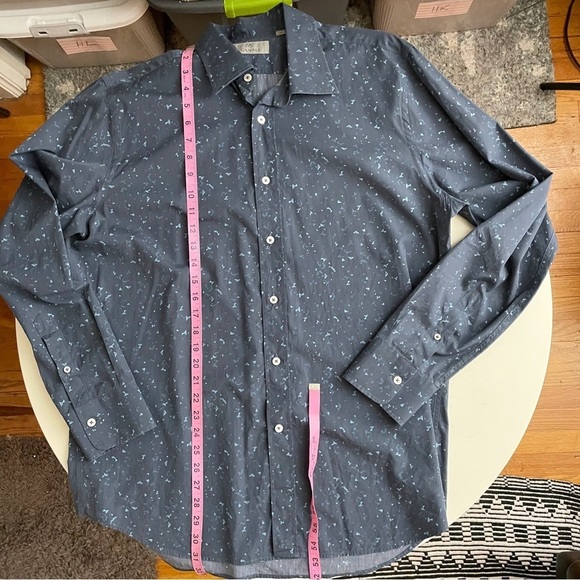 Canali Lightweight Cotton Print Button Down Shirt Blue Men’s Size XL - Picture 2 of 7